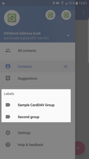 Google Contacts app: contact groups are "labels"