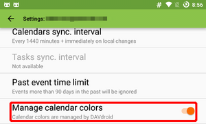 DAVdroid setting: Manage calendar colors